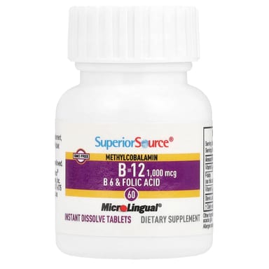Метил B12 Superior Source B-12 B-6 & Folic, 60 быстрорастворимых таблеток MicroLingual