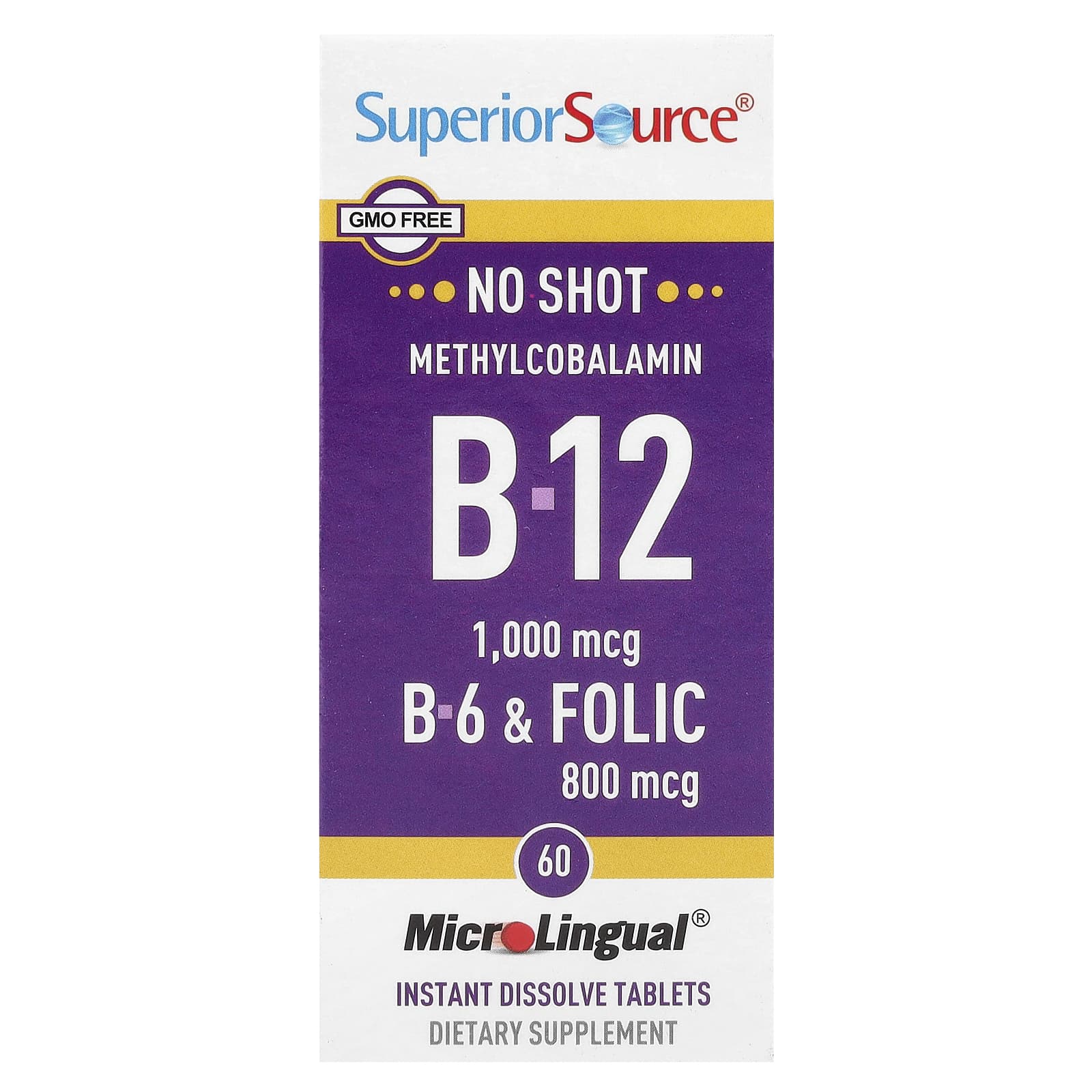 Метил B12 Superior Source B-12 B-6 & Folic, 60 быстрорастворимых таблеток MicroLingual — фото 2