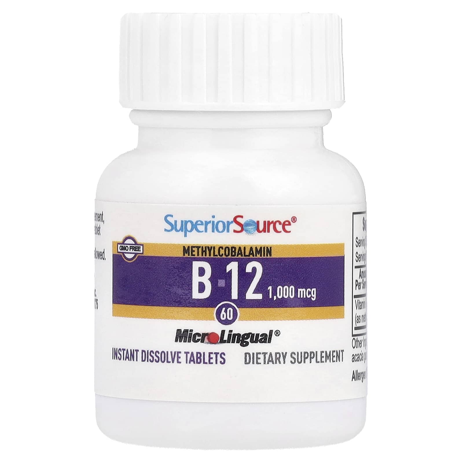 Метил B12 Superior Source B-, 1000 мкг, 60 быстрорастворимых таблеток MicroLingual