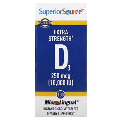 Витамин D3 Superior Source, 250 мкг (10000 МЕ), 100 быстрорастворимых таблеток MicroLingual