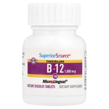 Цианокобаламин B12 Superior Source, 1000 мкг, 100 быстрорастворимых таблеток MicroLingual