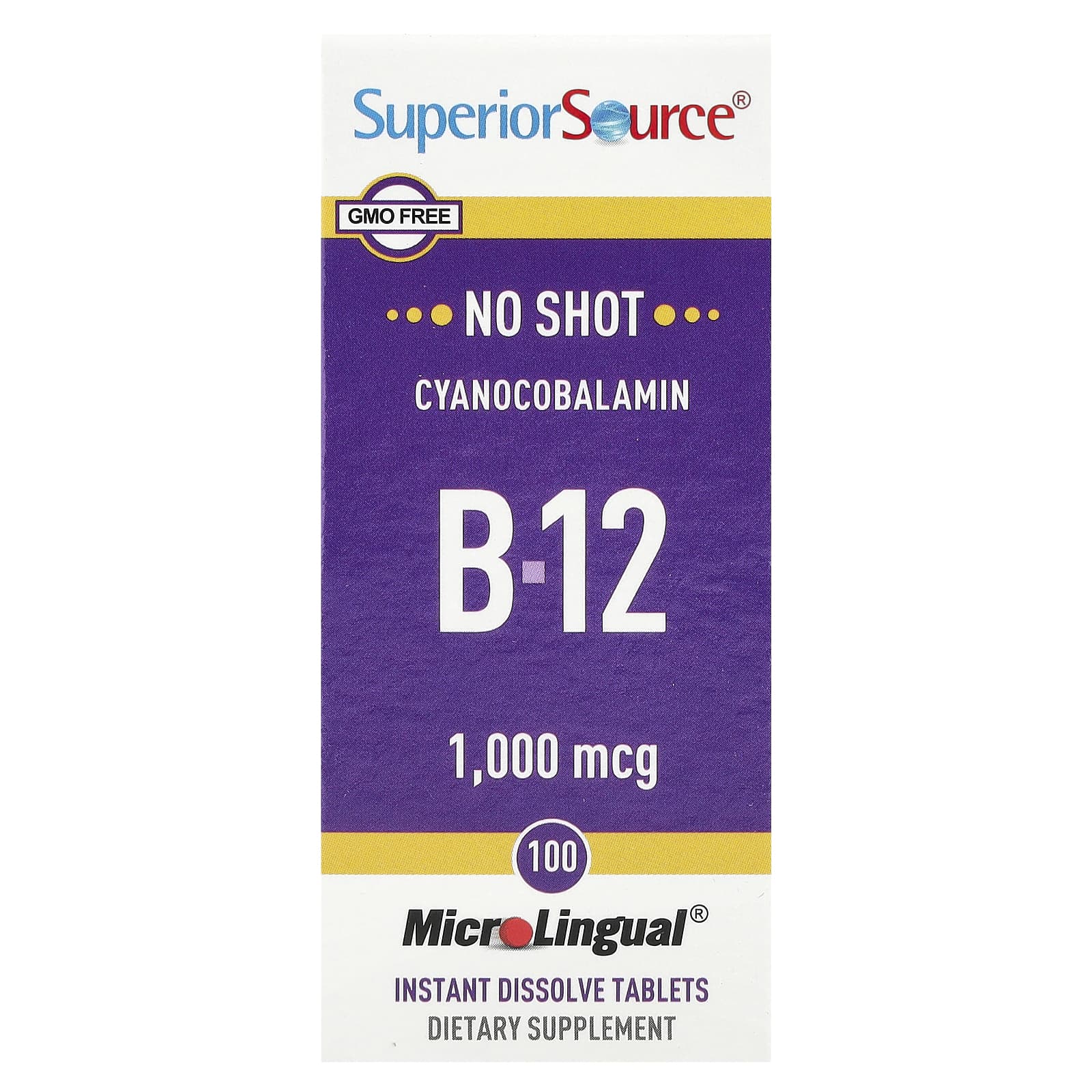 Цианокобаламин B12 Superior Source, 1000 мкг, 100 быстрорастворимых таблеток MicroLingual — фото 2