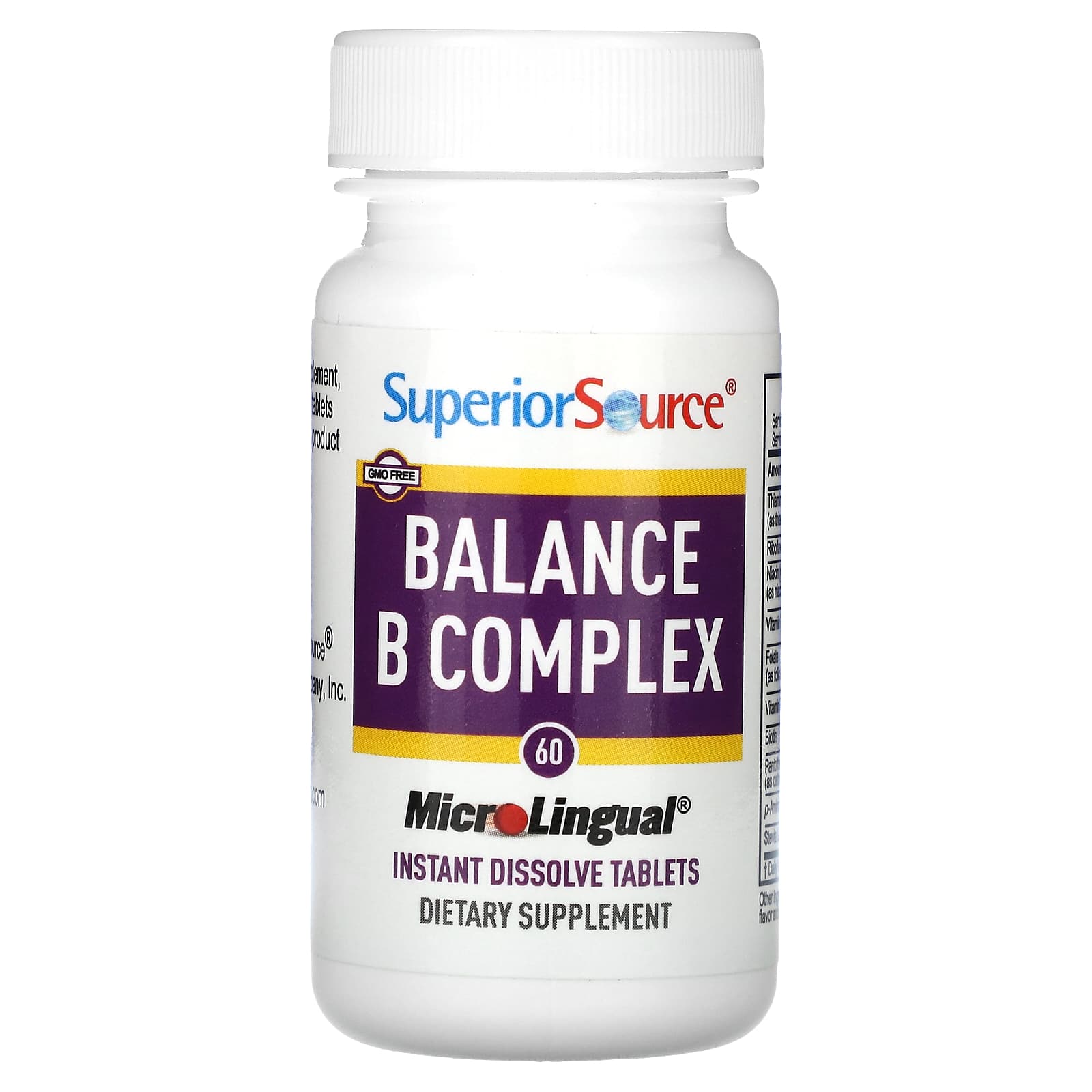 Комплекс витаминов B Balance Superior Source, 60 быстрорастворимых таблеток MicroLingual