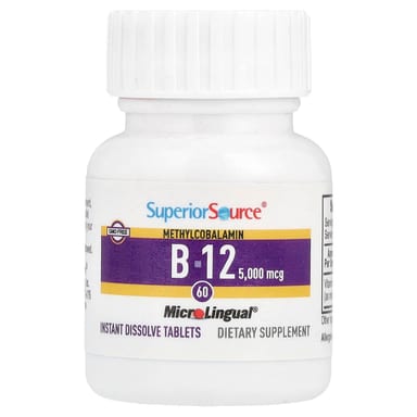 Метил B12 Superior Source B-, 5000 мкг, 60 быстрорастворимых таблеток MicroLingual