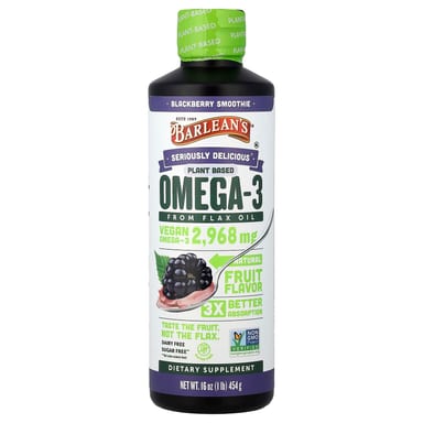 Омега-3 Barlean's Seriously Delicious® from Flax Oil Blackberry Smoothie, 454 г, масло