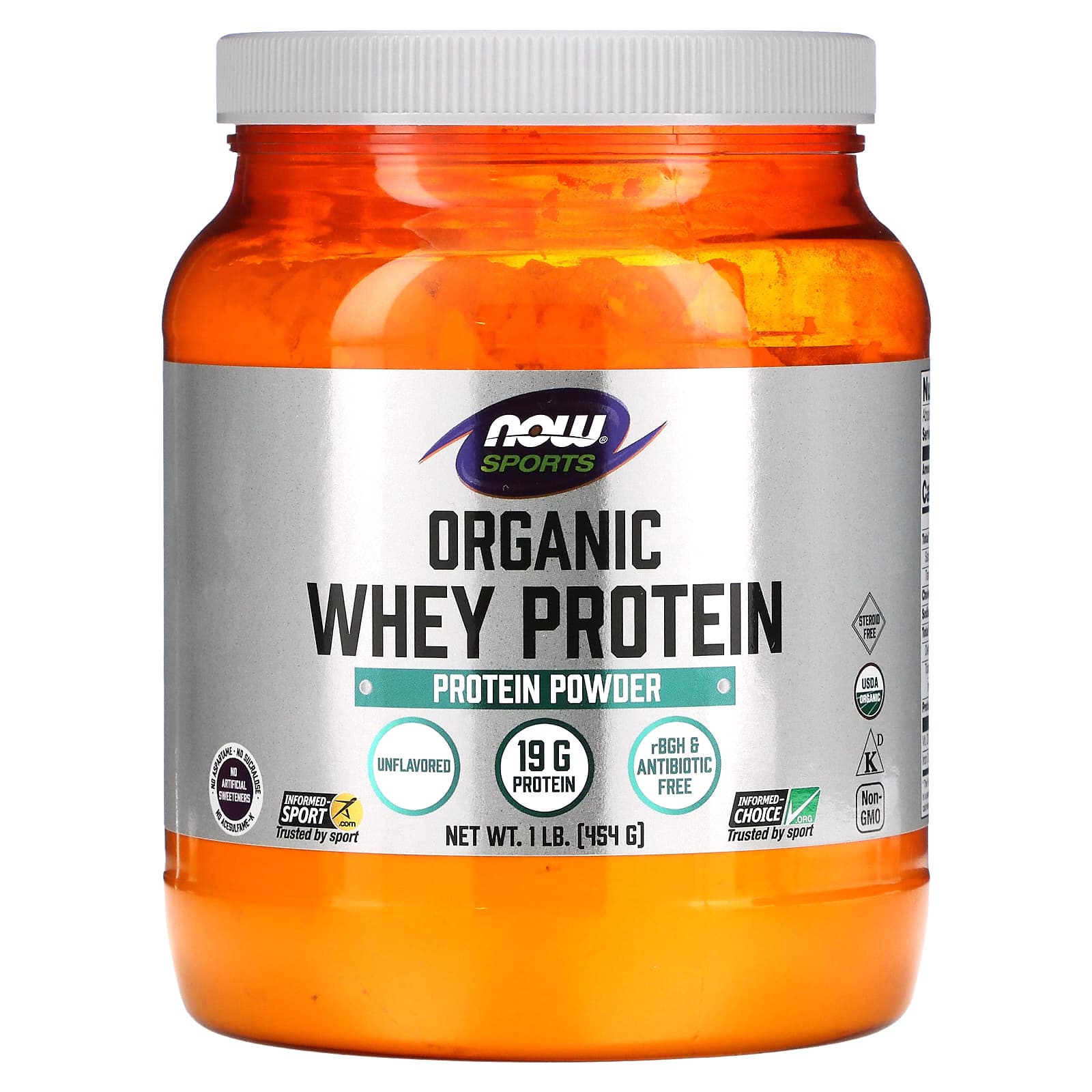 Сывороточный протеин NOW Foods Sports Organic, оттенок Unflavored, 454 г, 1 lb