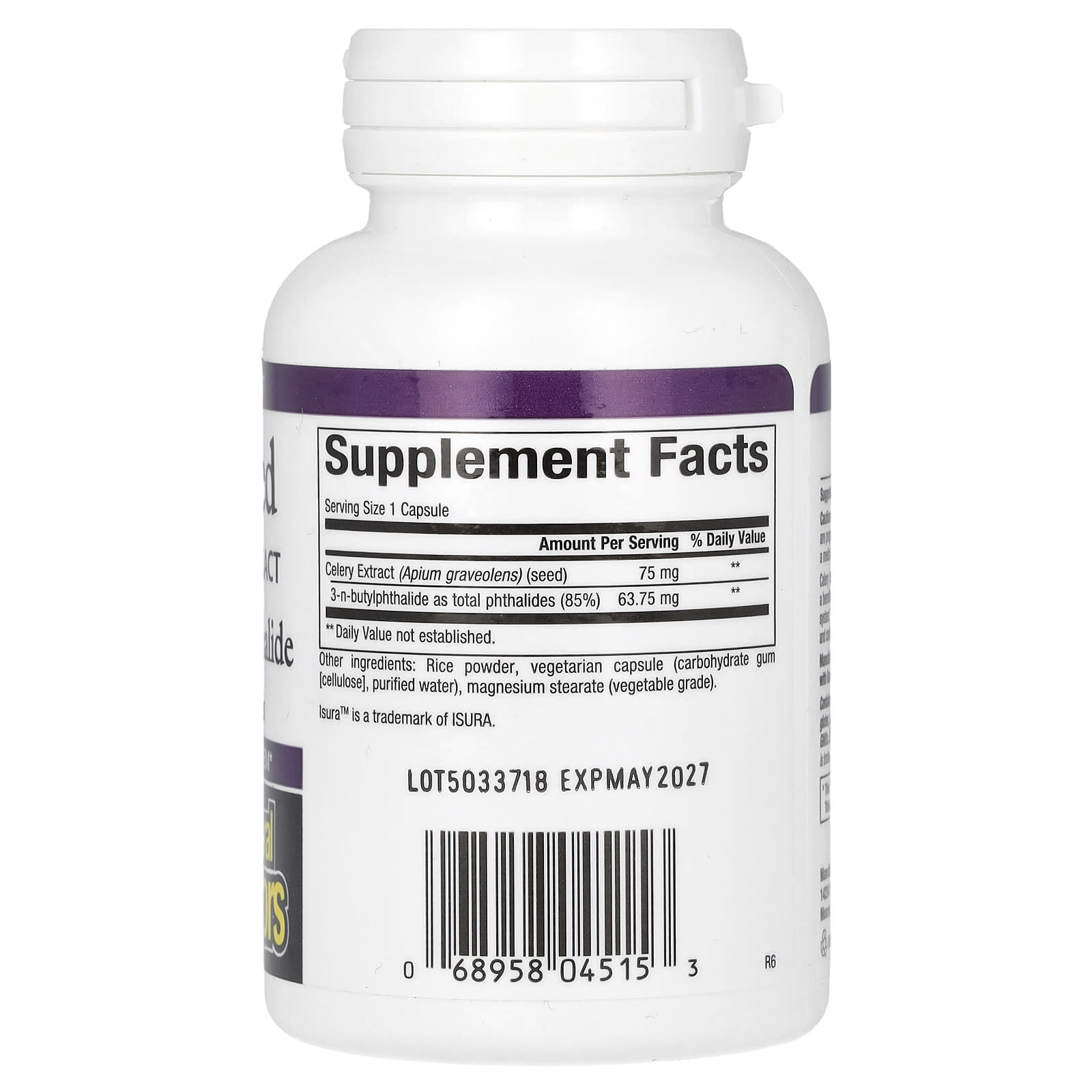 Семена сельдерея Natural Factors Standardized Extract, 60 растительных капсул