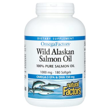 Масло Natural Factors Omega Factors Wild Alaskan Salmon, 1000 мг, 180 мягких капсул