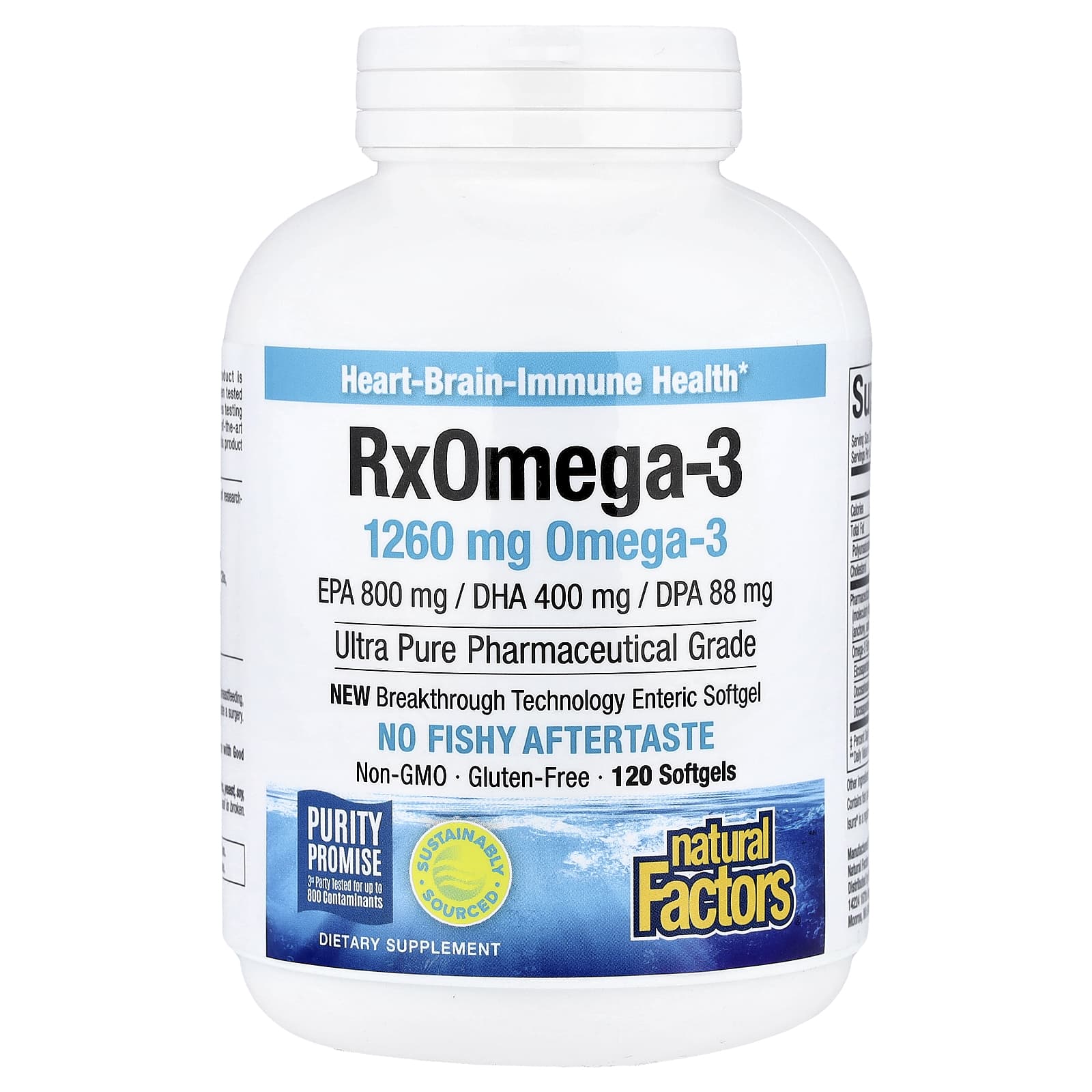 Омега-3 Natural Factors Rx, 630 мг, 120 мягких капсул