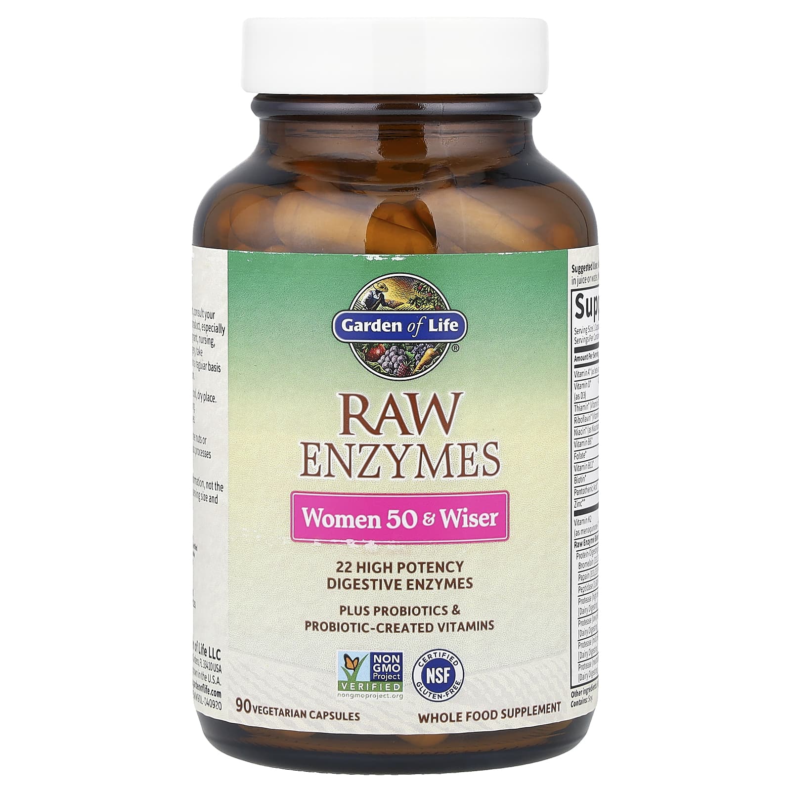 Ферменты Garden of Life RAW Women 50 & Wiser, 90 растительных капсул