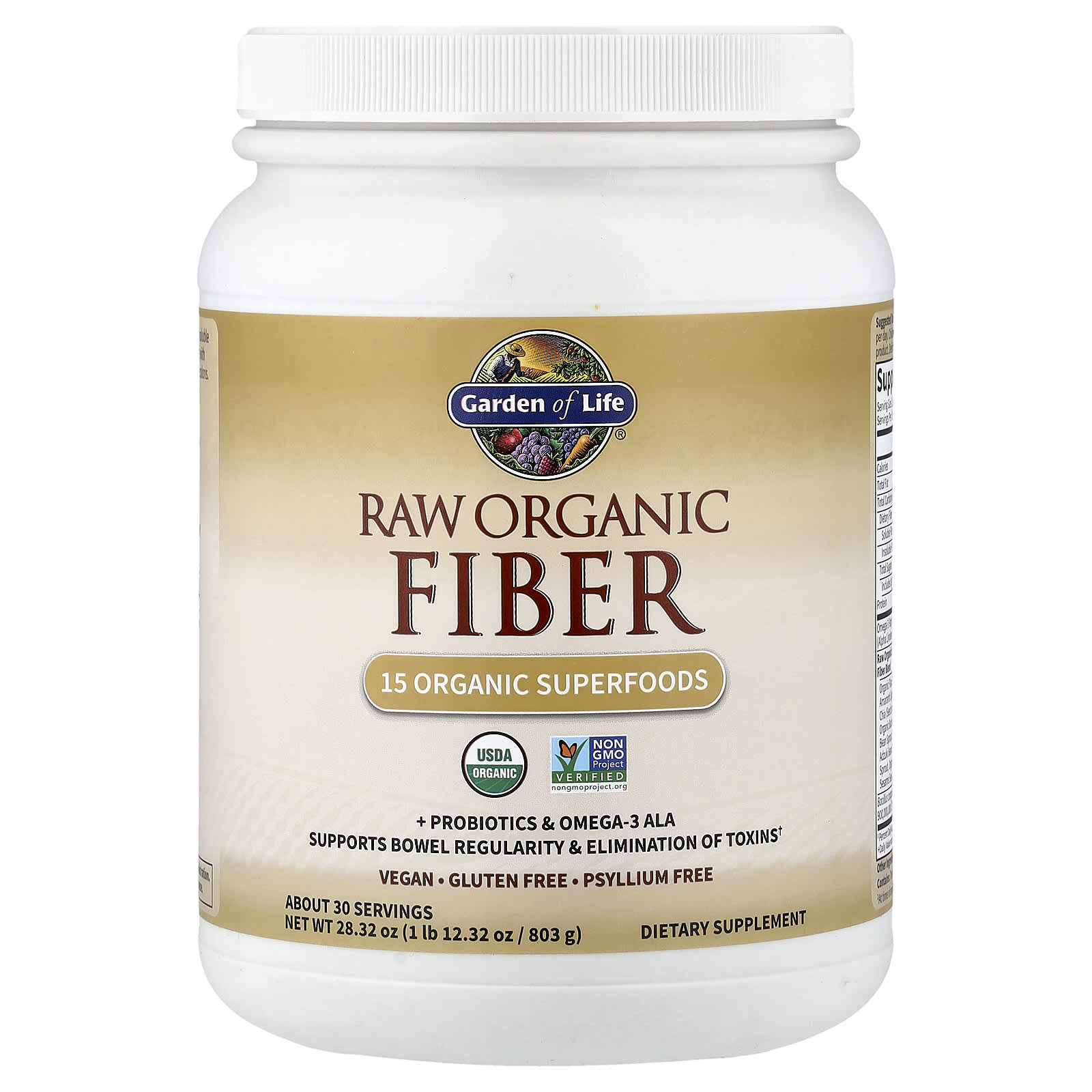 Клетчатка Garden of Life RAW Organic, 803 г, 1 lb