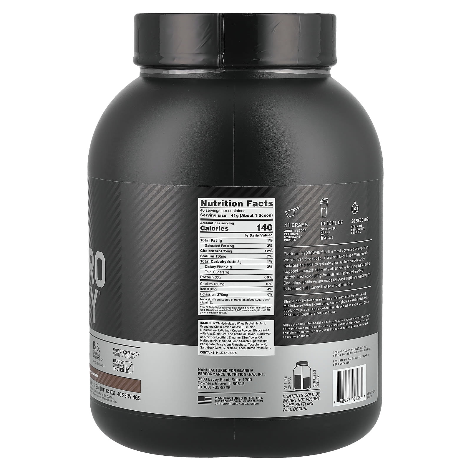 Шоколад Optimum Nutrition Platinum Hydro Whey® Turbo, 1.64 кг — фото 2