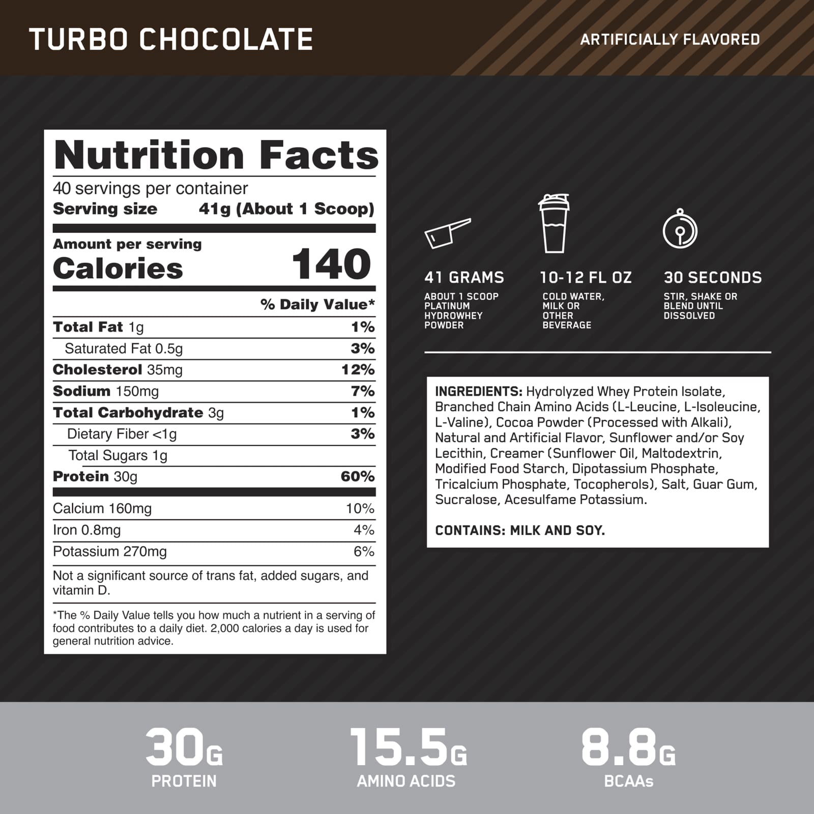 Шоколад Optimum Nutrition Platinum Hydro Whey® Turbo, 1.64 кг — фото 3