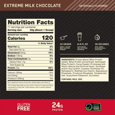 Сывороточный протеин Optimum Nutrition Gold Standard® 100% Extreme Milk Chocolate, 2.27 кг