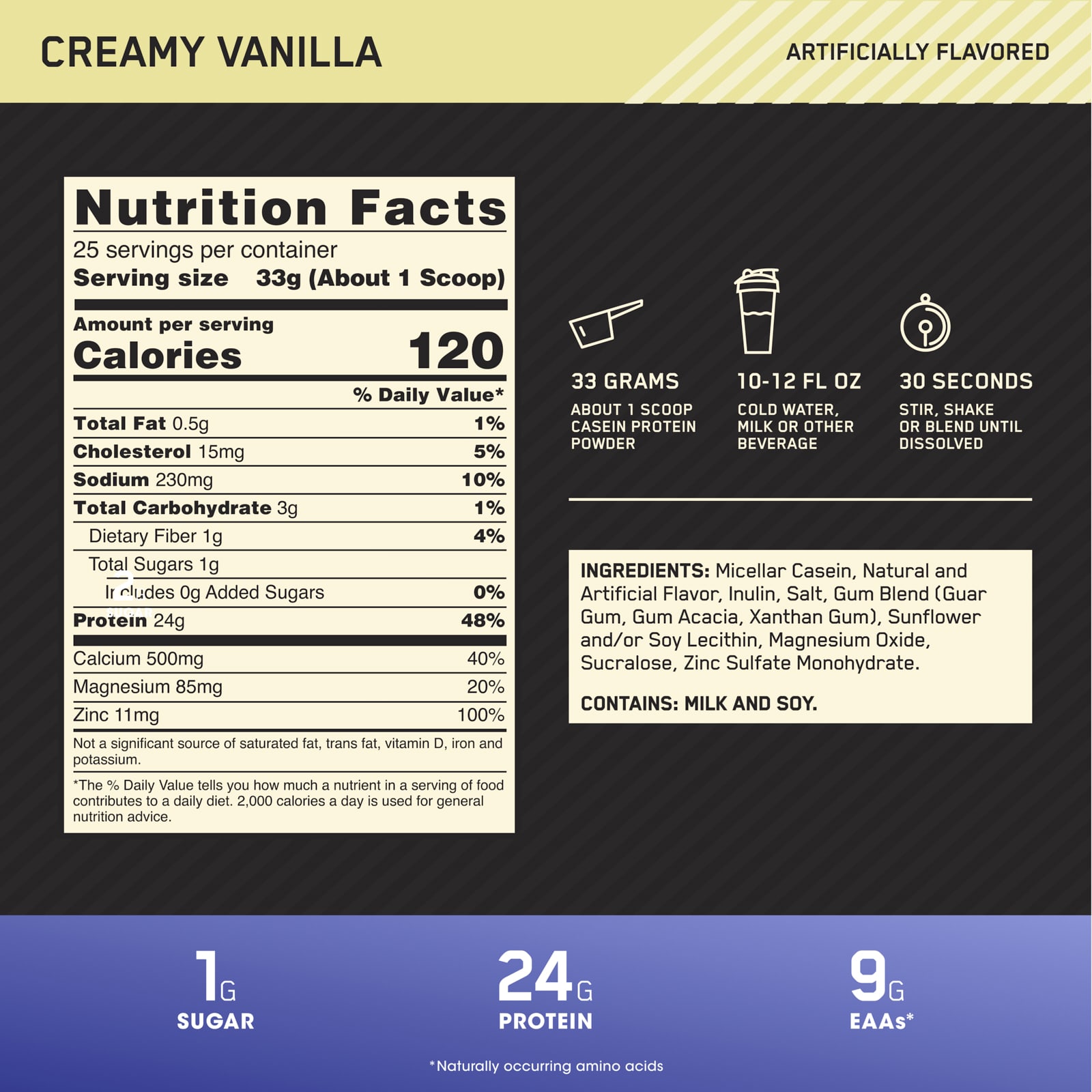 Казеин Optimum Nutrition, 1.81 lb (825 г), Кремовый ванильный — фото 3