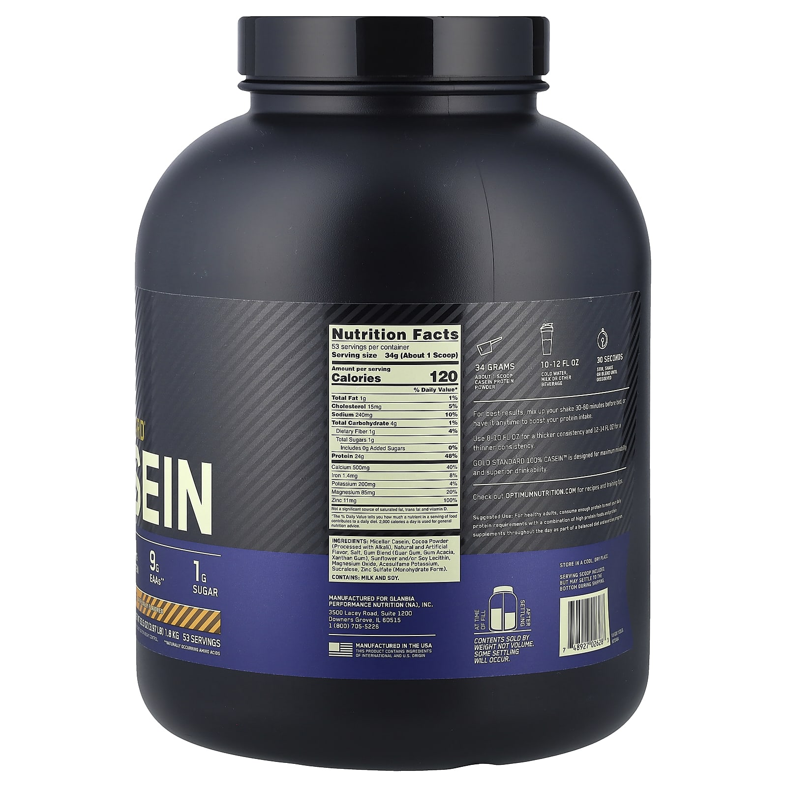 Арахисовая паста Optimum Nutrition Gold Standard® 100% Casein Chocolate, 1.8 кг — фото 2