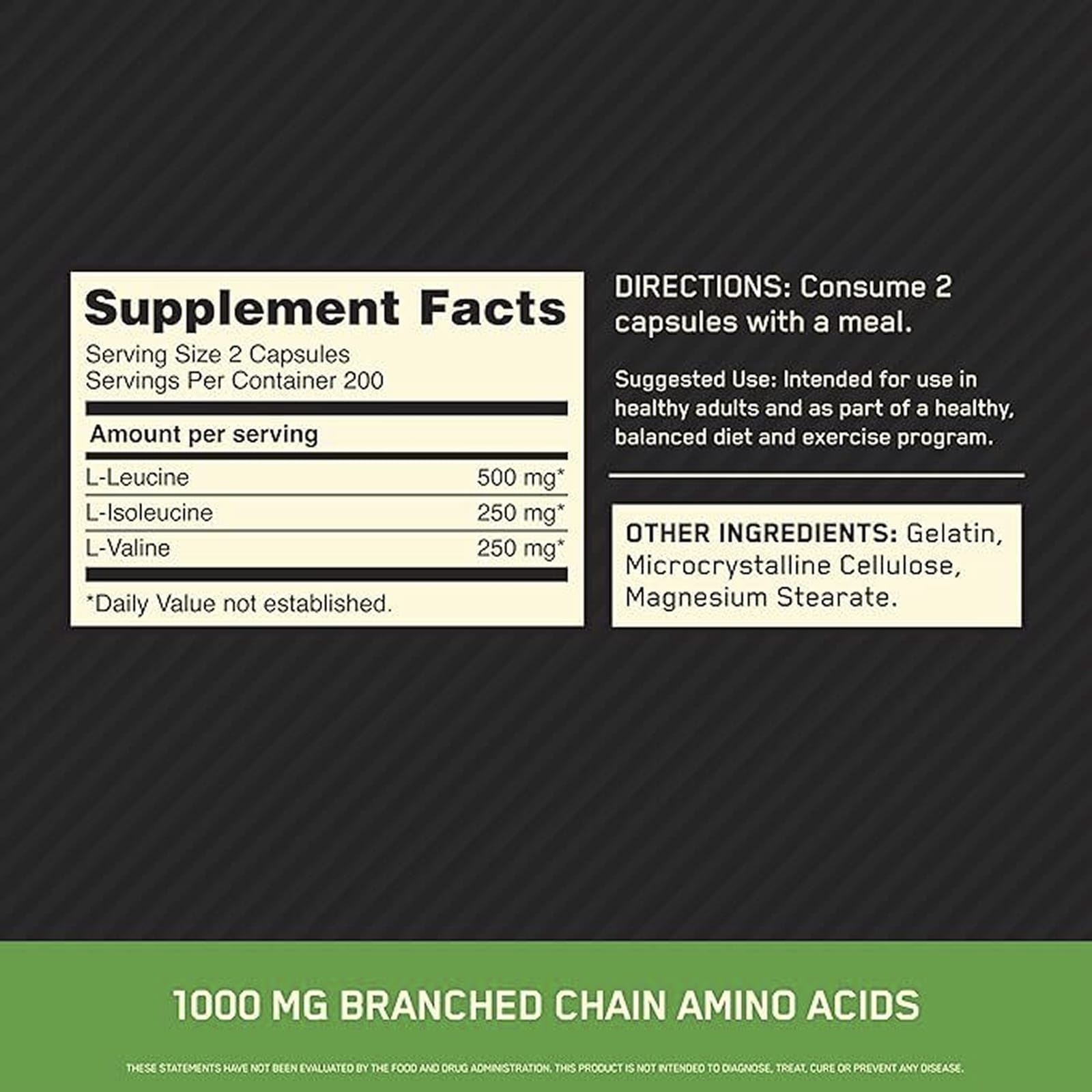 BCAA Optimum Nutrition 1000, 400 капсул