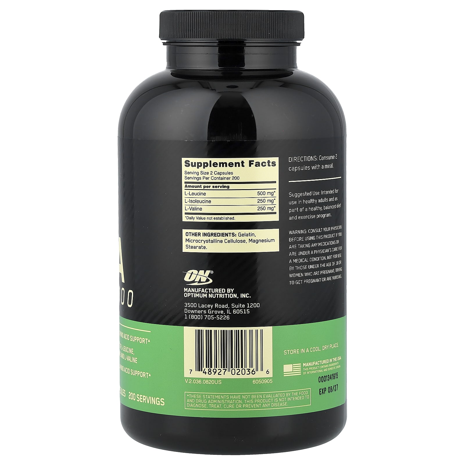 BCAA Optimum Nutrition 1000, 400 капсул — фото 6