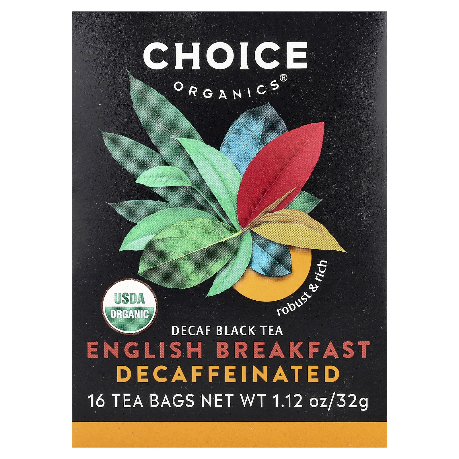 Чай Choice Organics Black English Breakfast Decaf, оттенок 16 Tea Bags, 32 г, чайные пакетики — фото 2