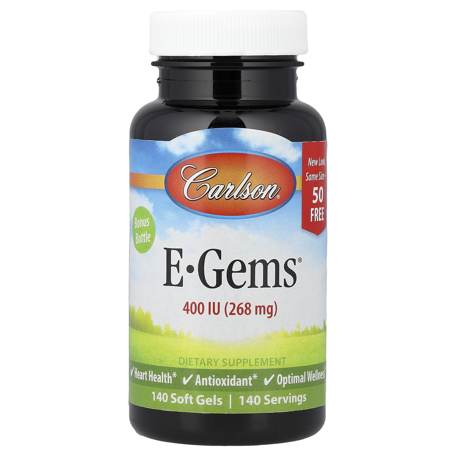 Витамин E E-Gems Carlson E-Gems®, 400 МЕ, 268 мг, 140 мягких капсул
