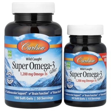 Омега-3 Carlson Wild Caught Super Gems®, 30 мягких капсул