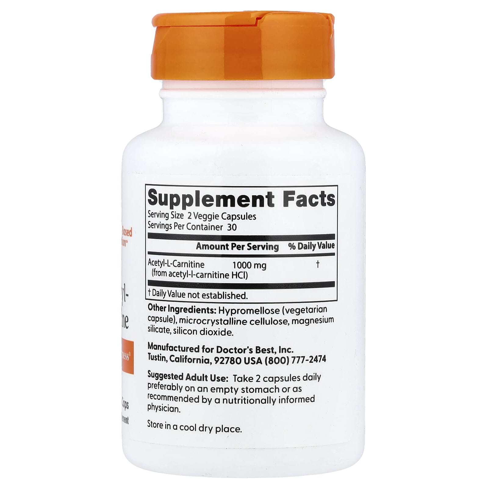 Ацетил-L-карнитин Doctor's Best Acetyl-L-Carnitine, 500 мг, 60 растительных капсул — фото 2