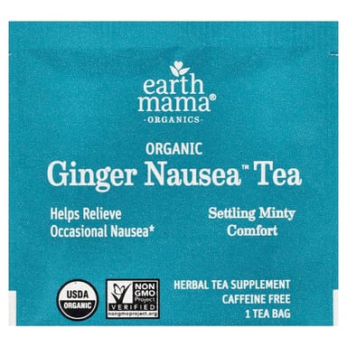 Имбирь Earth Mama Organics Organic Nausea™ Tea Settling Minty Comfort Caffeine Free, оттенок 16 Tea Bags, 27.2 г, чайные пакетики