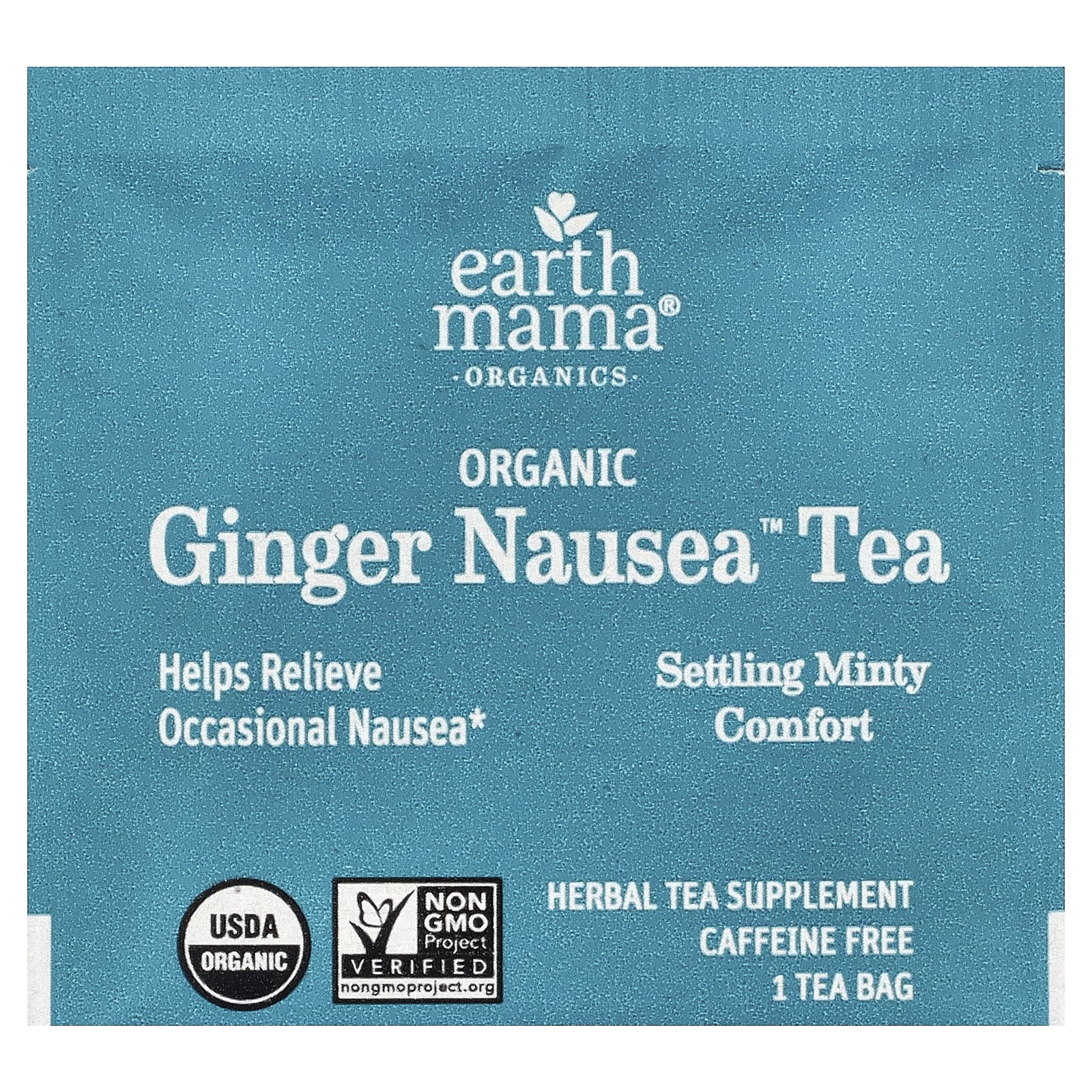 Имбирь Earth Mama Organics Organic Nausea™ Tea Settling Minty Comfort Caffeine Free, оттенок 16 Tea Bags, 27.2 г, чайные пакетики