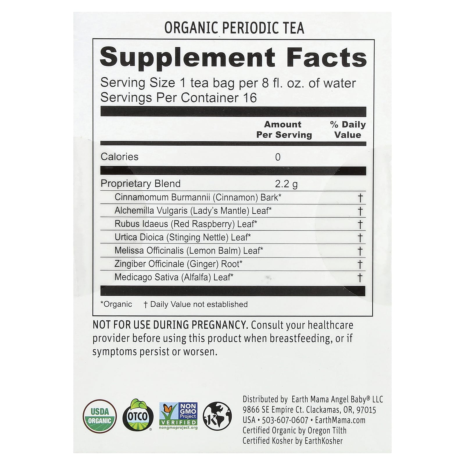 Чай Earth Mama Organics Organic Periodic Revitalizing Herb & Cinnamon Caffeine Free, оттенок 16 Tea Bags, 35 г, чайные пакетики — фото 3