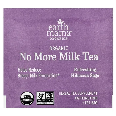 Фото товара: Чай Earth Mama Organics Organic No More Milk Refreshing Hibiscus Sage Caffeine Free, 16 чайных пакетиков, 27.2 г, чайные пакетики