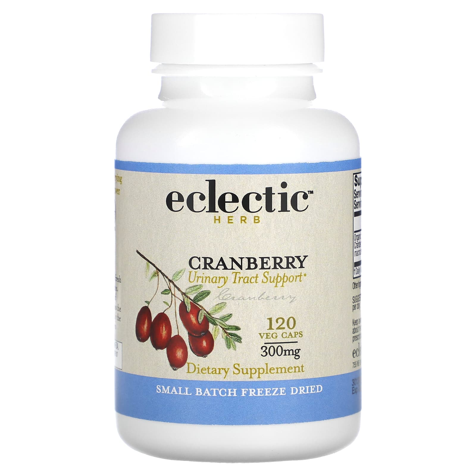 Клюква Eclectic Herb Freeze Dried, вкус Cranberry, 300 мг, растительные капсулы