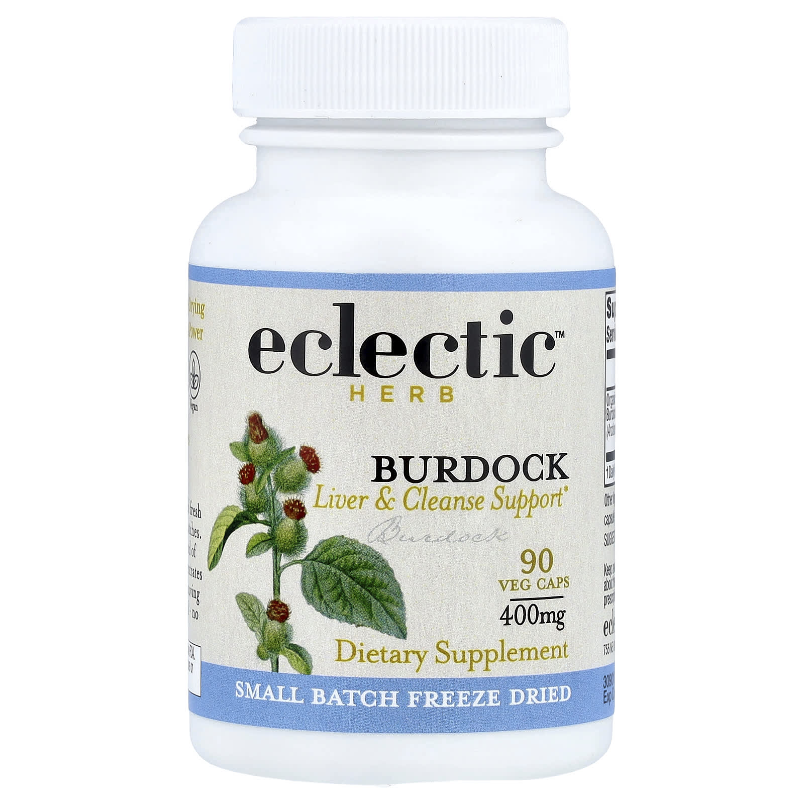 Лопух Eclectic Herb Burdock, оттенок 90 Veg Caps, 400 мг, растительные капсулы