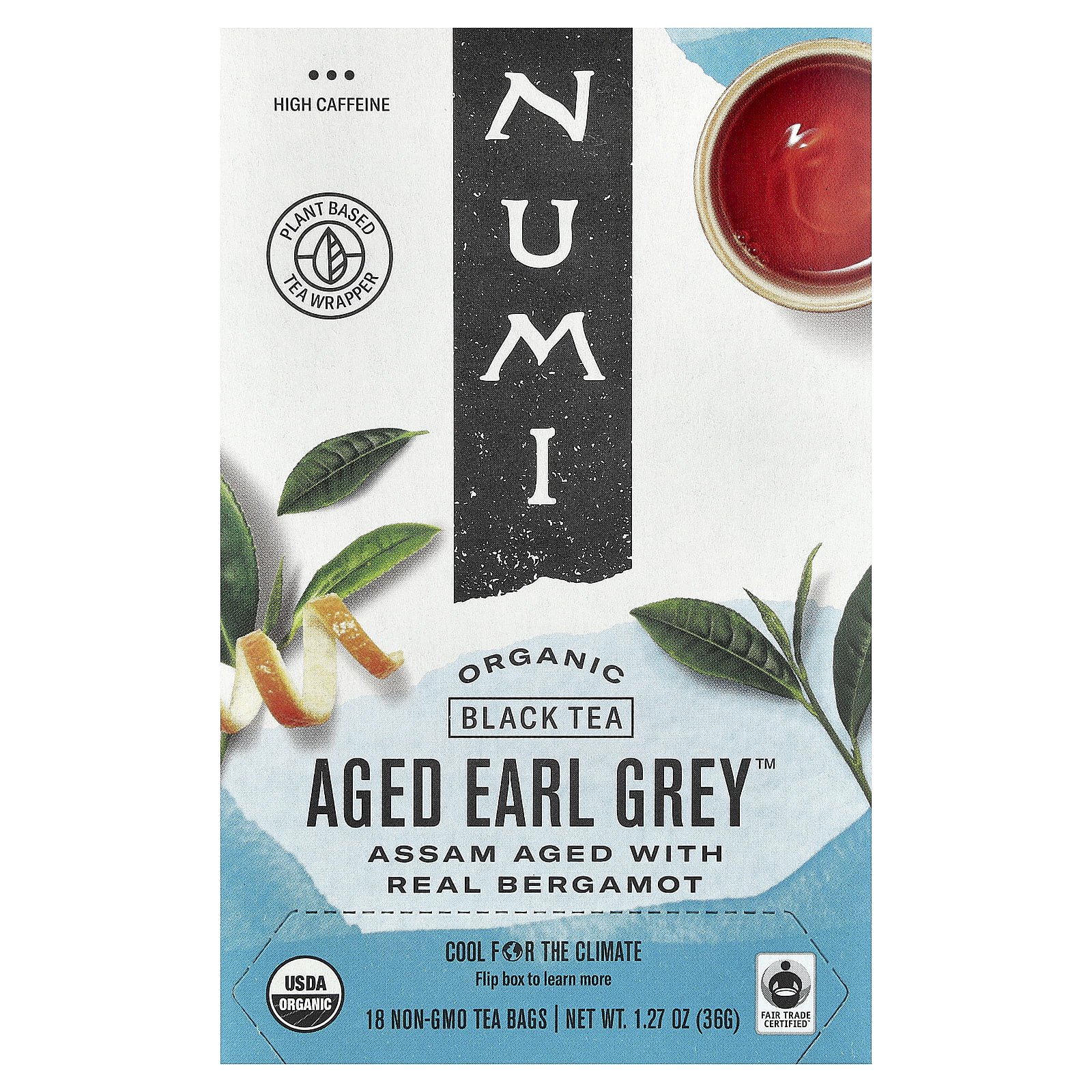 Чай Numi Tea Organic Black Aged Earl Grey™, оттенок 18 Tea Bags, 36 г, чайные пакетики — фото 2