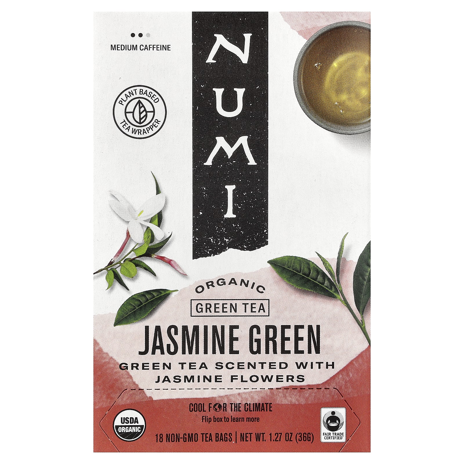 Чай Numi Tea Organic Green Jasmine Green, оттенок 18 Tea Bags, 36 г, чайные пакетики — фото 2
