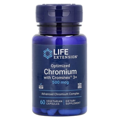 Хром Life Extension Optimized with Crominex 3+, 500 мкг, 60 растительных капсул