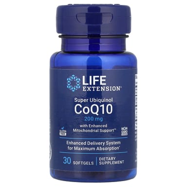 Убихинол Life Extension Super CoQ10 with Enhanced Mitochondrial Support, 200 мг, 30 мягких капсул