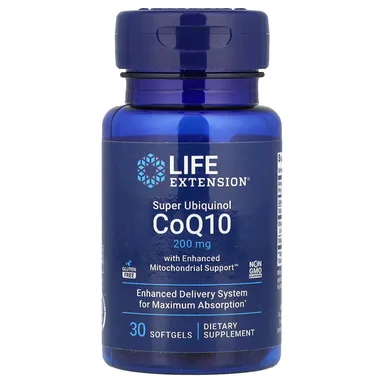 Фото товара: Убихинол Life Extension Super CoQ10 with Enhanced Mitochondrial Support, 200 мг, 30 мягких капсул