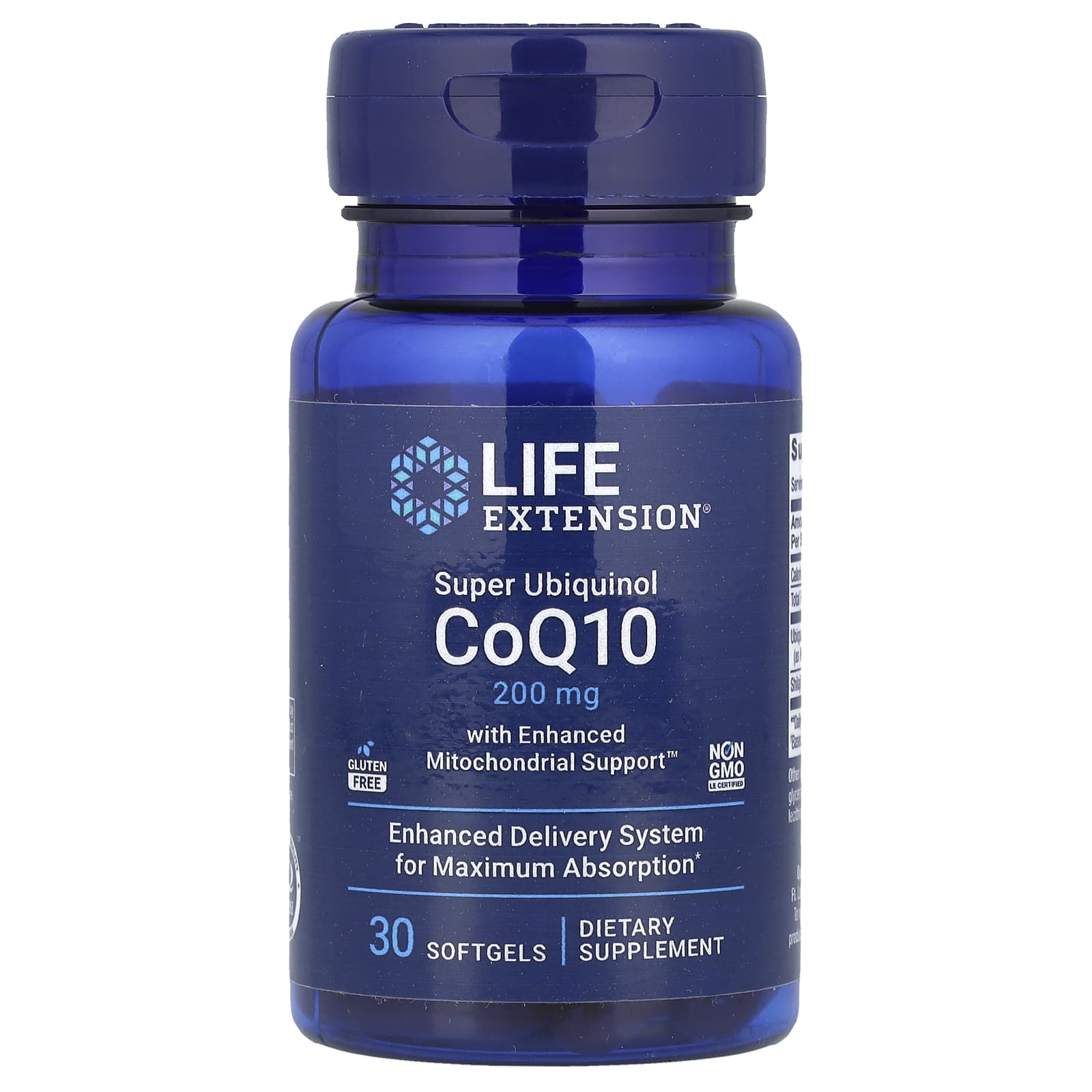 Убихинол Life Extension Super CoQ10 with Enhanced Mitochondrial Support, 200 мг, 30 мягких капсул