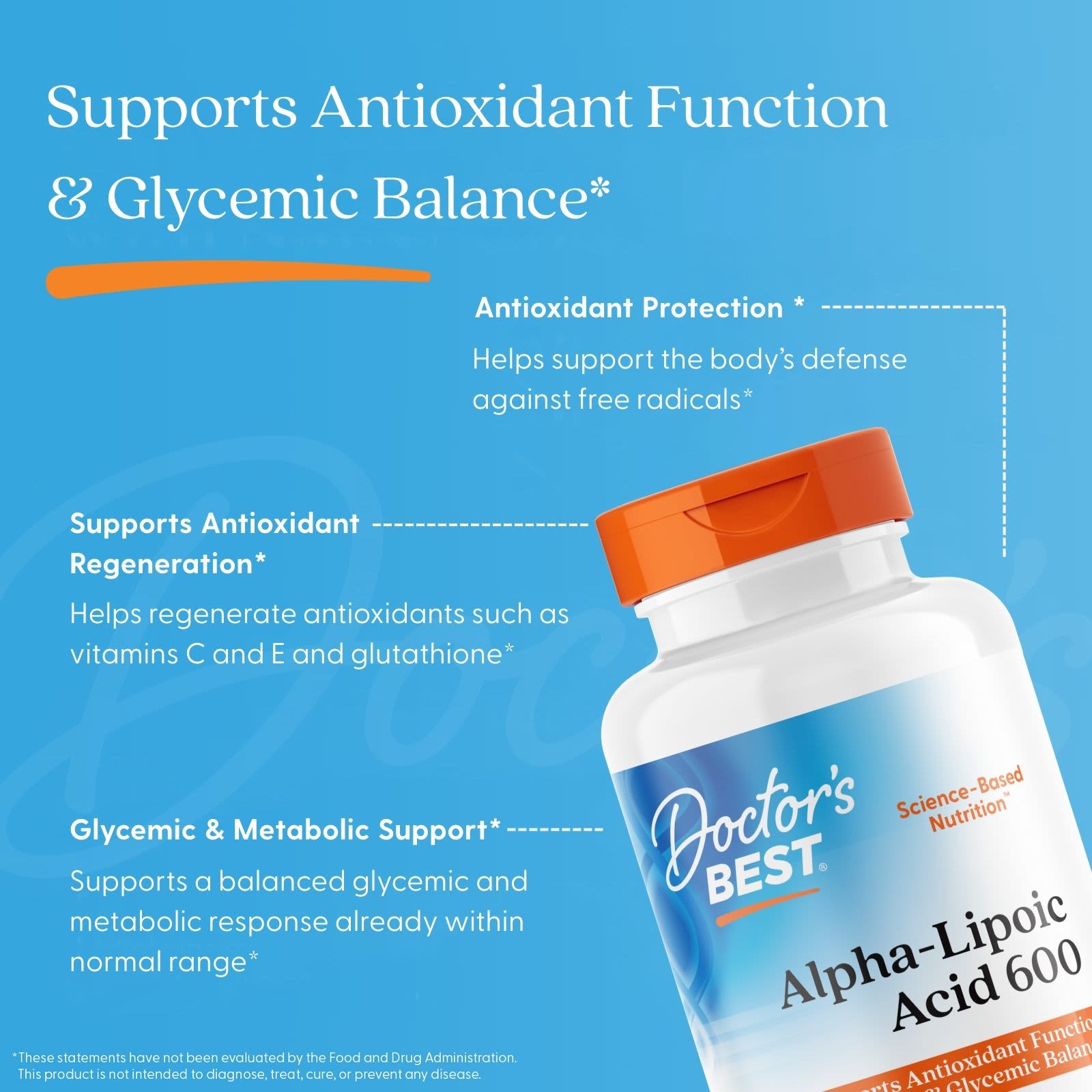 Альфа-липоевая кислота Doctor's Best Alpha-Lipoic Acid 600, 600 мг, 180 растительных капсул — фото 5