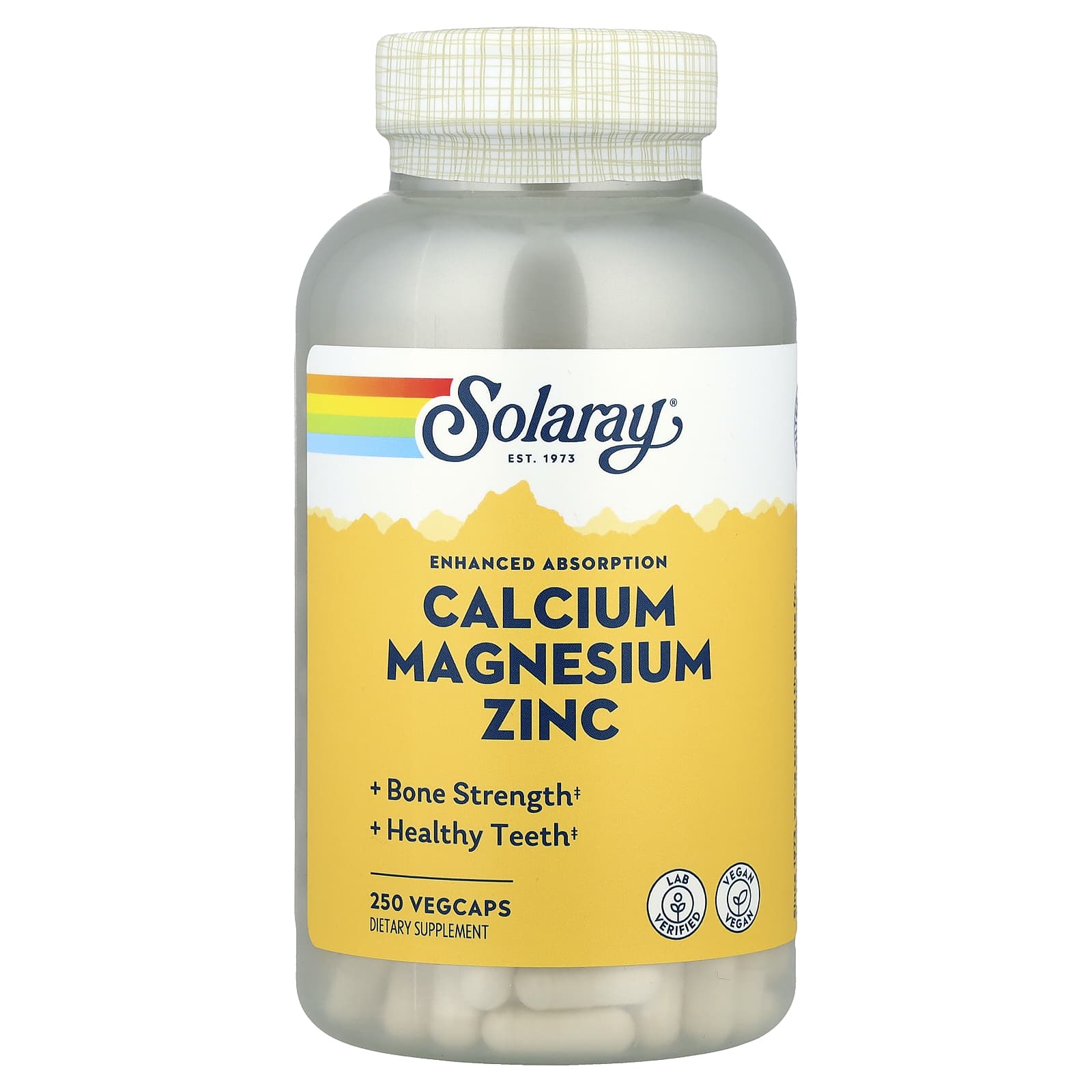 Магний Solaray Calcium Zinc, 250 растительных капсул