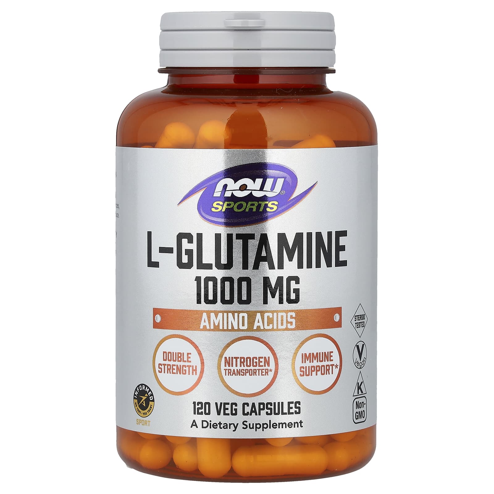 L-глютамин NOW Foods L-Glutamine, 1000 мг, 120 растительных капсул