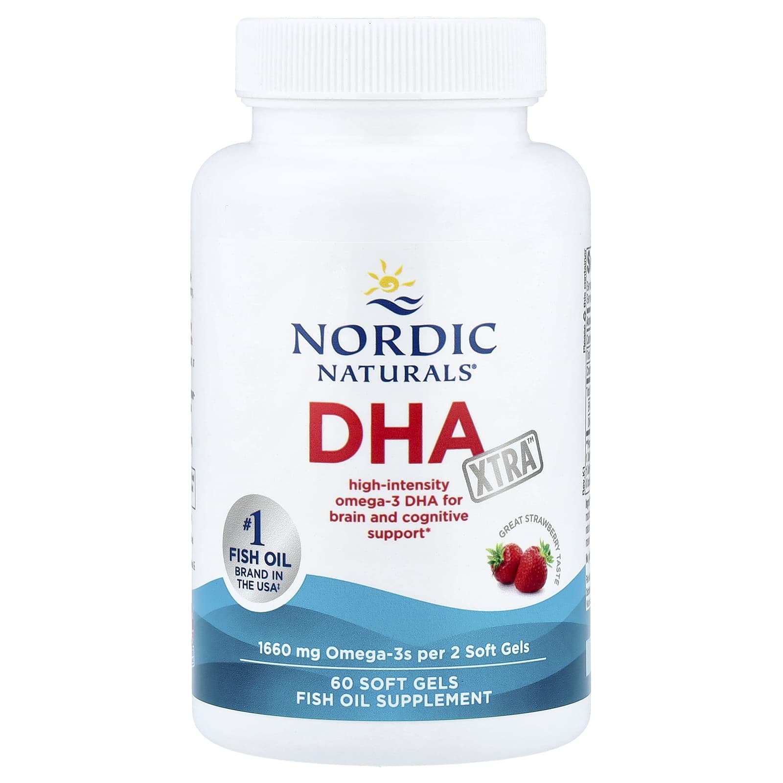 DHA Nordic Naturals Xtra™, вкус Strawberry, 60 мягких капсул