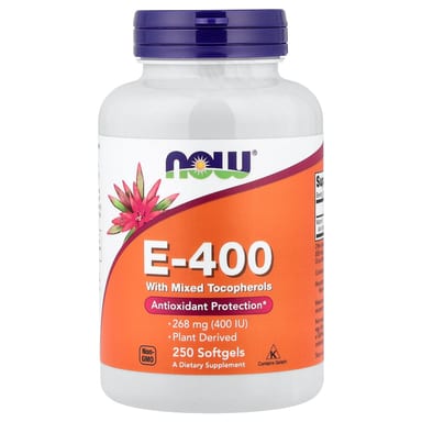Витамин E NOW Foods, 400 МЕ, 268 мг, 250 мягких капсул