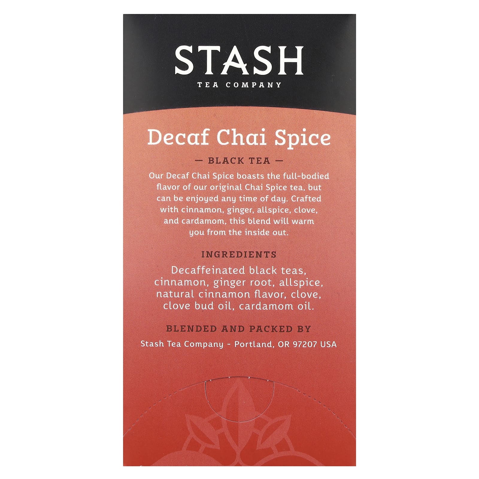 Чай Stash Tea Black Decaf Chai Spice, оттенок 18 Tea Bags, 33 г, чайные пакетики — фото 2