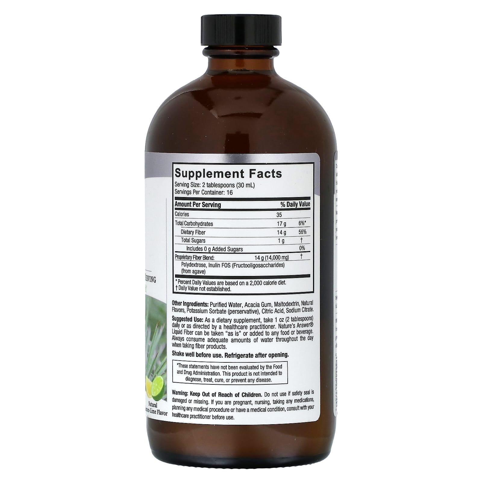 Клетчатка Nature's Answer Liquid Natural Lemon-Lime, 480 мл, жидкая форма