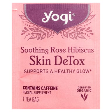 Чай Yogi Tea Skin DeTox Soothing Rose Hibiscus, оттенок 16 Tea Bags, 32 г, чайные пакетики