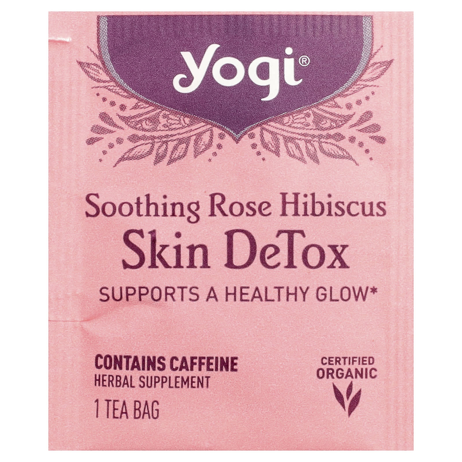 Чай Yogi Tea Skin DeTox Soothing Rose Hibiscus, оттенок 16 Tea Bags, 32 г, чайные пакетики