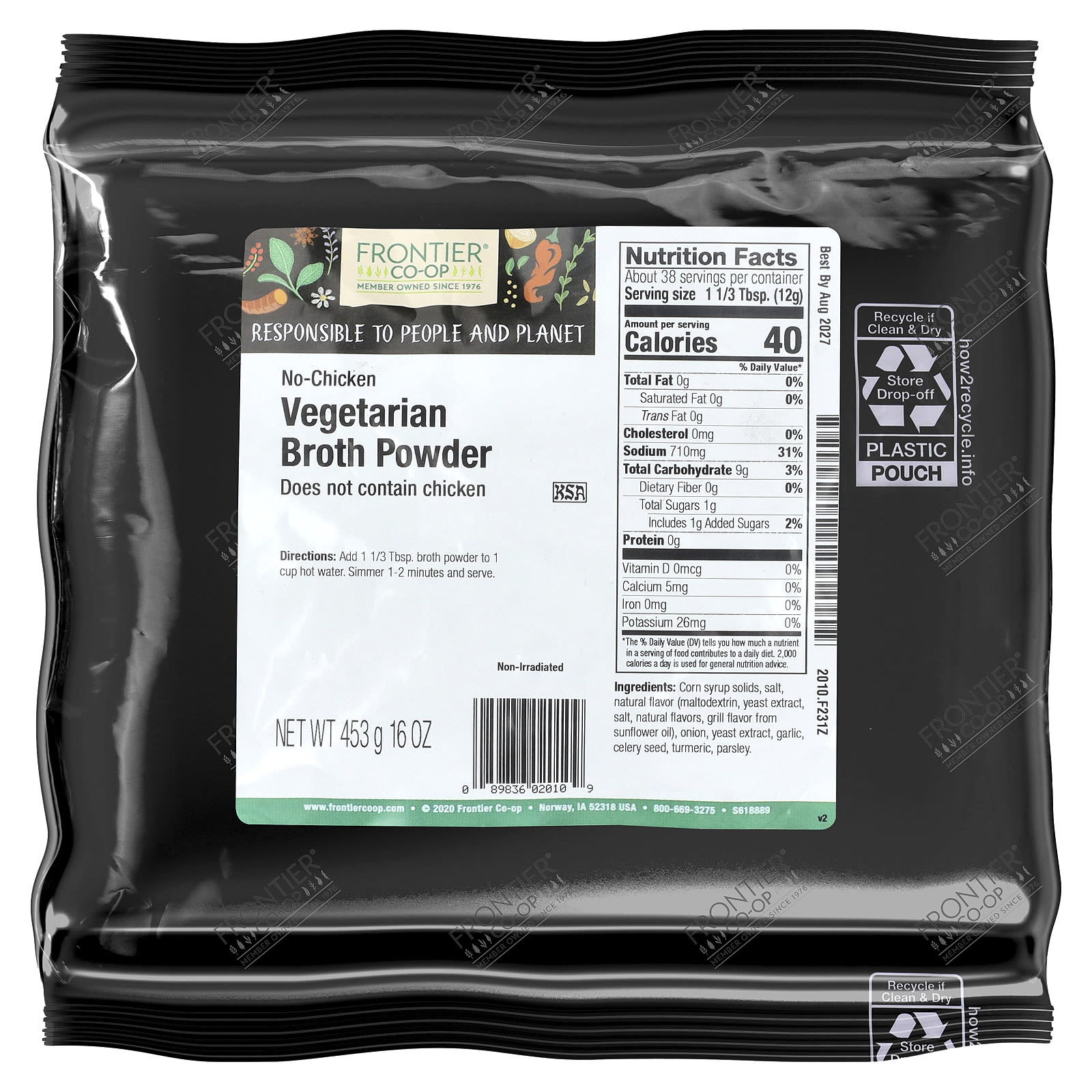 Порошок Frontier Co-op Vegetarian Broth No-Chicken, 453 г — фото 2
