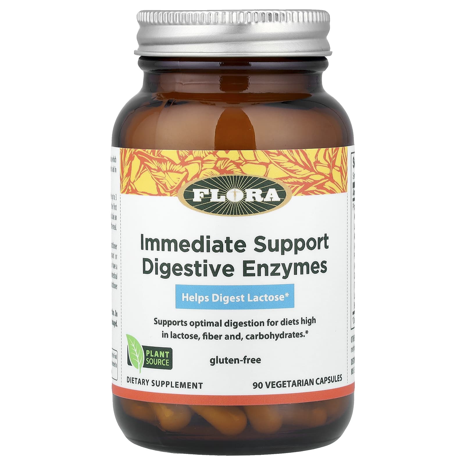 Пищеварительные ферменты Flora Immediate Support, 90 растительных капсул