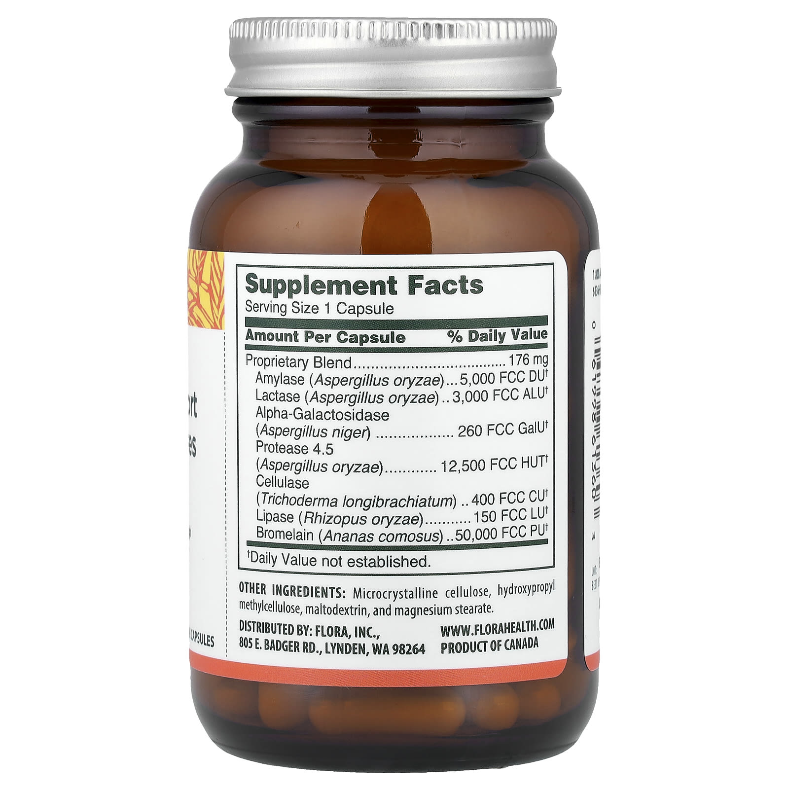 Пищеварительные ферменты Flora Immediate Support, 90 растительных капсул — фото 2